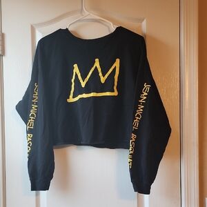 Forever 21 Jean-Michel Basquiat croped black long sleeve tee